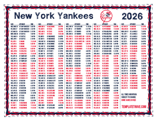 Mountain Times 2026
 New York Yankees Printable Schedule