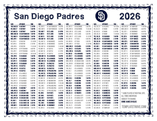 Mountain Times 2026
 San Diego Padres Printable Schedule