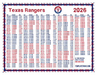 Mountain Times 2026
 Texas Rangers Printable Schedule