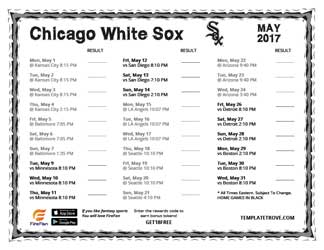 May 2017 Chicago White Sox Printable Schedule