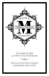 Monogram Wedding Program Cover 1 - Black