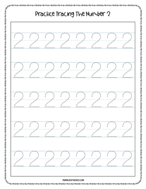Number Tracing Worksheet #1-2B
