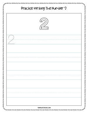 Number Tracing Worksheet #1-2C