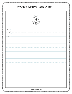 Number Tracing Worksheet #1-3C