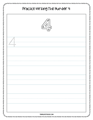 Number Tracing Worksheet #1-4C