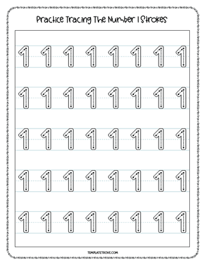 Number Tracing Worksheet #1A