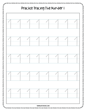 Number Tracing Worksheet #1B