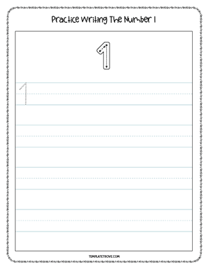Number Tracing Worksheet #1C