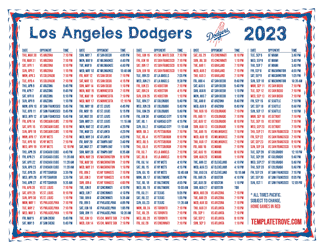 Pacific Times 2023 Los Angeles Dodgers Printable Schedule