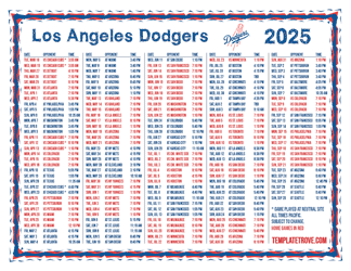 Pacific Times 2025
 Los Angeles Dodgers Printable Schedule