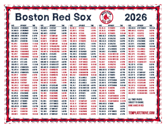 Pacific Times 2026
 Boston Red Sox Printable Schedule