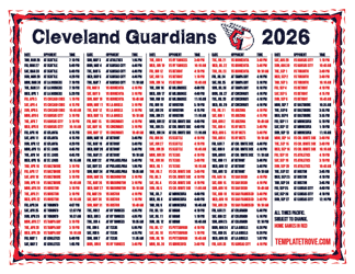 Pacific Times 2026
 Cleveland Guardians Printable Schedule