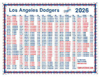 Pacific Times 2026
 Los Angeles Dodgers Printable Schedule