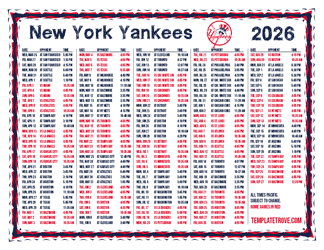 Pacific Times 2026
 New York Yankees Printable Schedule