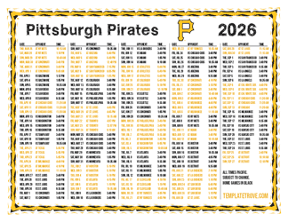 Pacific Times 2026
 Pittsburgh Pirates Printable Schedule