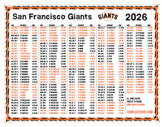 Pacific Times 2026
 San Francisco Giants Printable Schedule