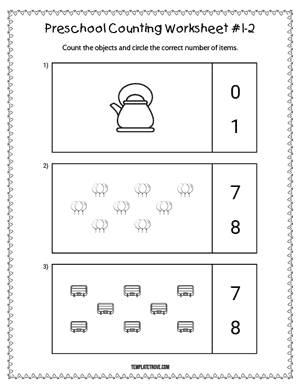 Preschool Counting Worksheet #1-2