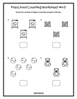 Preschool Counting Worksheet #4-5