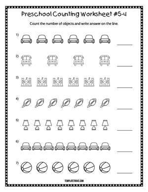 Preschool Counting Worksheet #5-4
