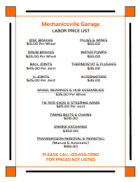 Price List Template 2 - Black and Orange