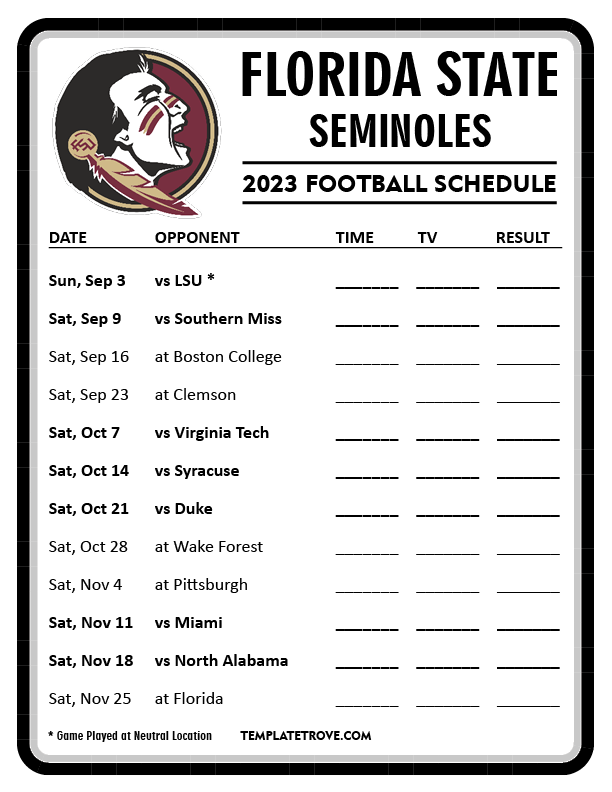 Florida State Football Schedule 2024 Celka Christal