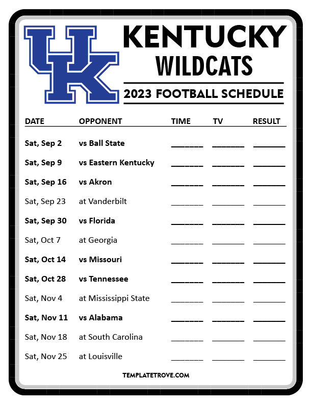 University Of Kentucky 2024 Football Schedule Nevsa Adrianne
