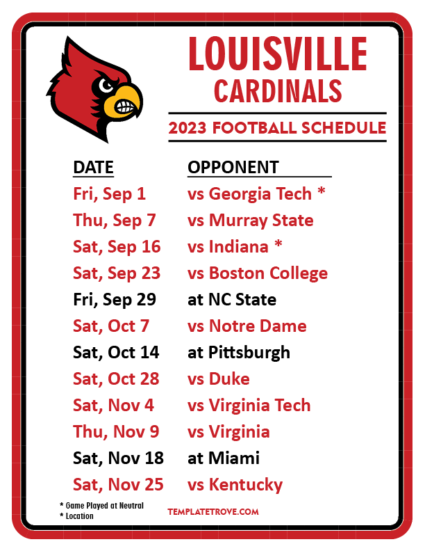 Louisville Cardinals 2024 Football Schedule Robby Christie