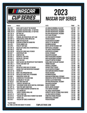 Printable 2023 NASCAR Schedules