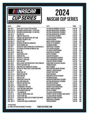 Printable 2024 NASCAR Schedules