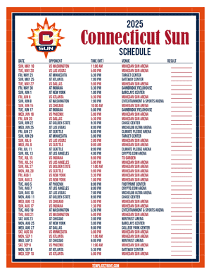 Connecticut Sun 2025
 Printable Basketball Schedule - Mountain Times