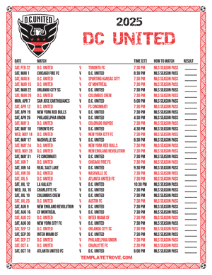 DC United 2025
 Printable Soccer Schedule
