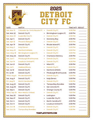 Detroit City FC 2025
 Printable Soccer Schedule - Mountain Times