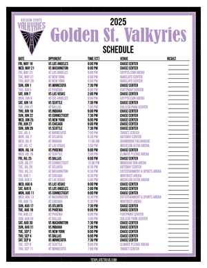 Golden State Valkyries 2025
 Printable Basketball Schedule - Central Times