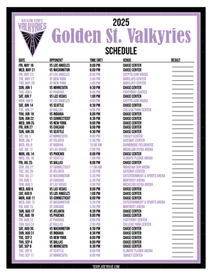Golden State Valkyries 2025
 Printable Basketball Schedule - Mountain Times