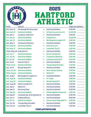  Hartford Athletic 2025
 Printable Soccer Schedule - Mountain Times