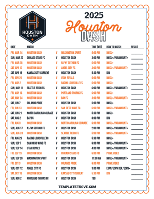Houston Dash 2025
 Printable Soccer Schedule - Mountain Times