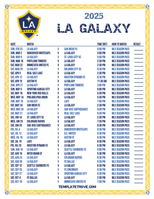 LA Galaxy 2025
 Printable Soccer Schedule - Mountain Times