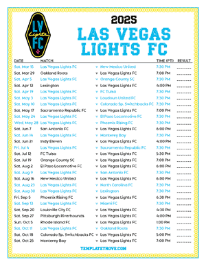   Las Vegas Lights FC 2025
 Printable Soccer Schedule - Pacific Times
