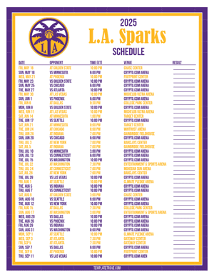 Los Angeles Sparks 2025
 Printable Basketball Schedule
