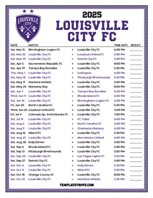   Louisville City FC 2025
 Printable Soccer Schedule - Mountain Times