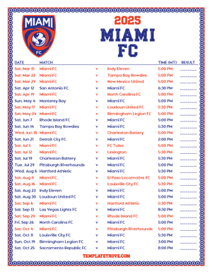   Miami FC 2025
 Printable Soccer Schedule - Mountain Times