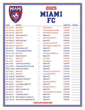   Miami FC 2025
 Printable Soccer Schedule - Pacific Times