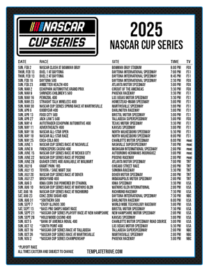 Printable 2025 NASCAR Schedules