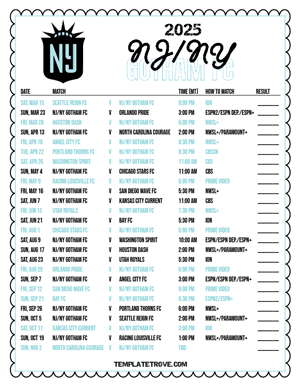 NJ-NY Gotham FC 2025
 Printable Soccer Schedule - Mountain Times