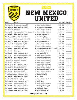   New Mexico United 2025
 Printable Soccer Schedule - Mountain Times