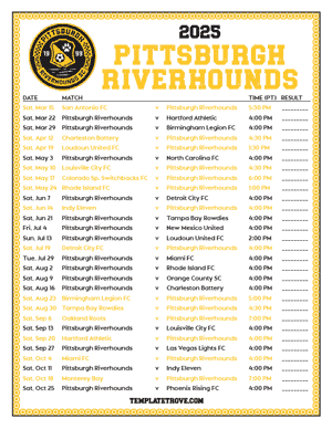   Pittsburgh Riverhounds 2025
 Printable Soccer Schedule - Pacific Times