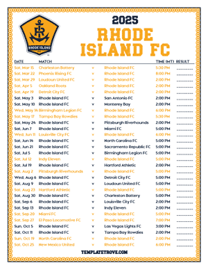   Rhode Island FC 2025
 Printable Soccer Schedule - Mountain Times