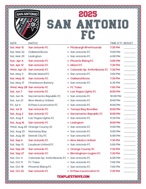   San Antonio FC 2025
 Printable Soccer Schedule - Central Times