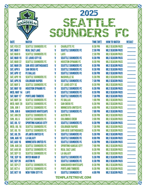 Seattle Sounders FC 2025
 Printable Soccer Schedule - Mountain Times