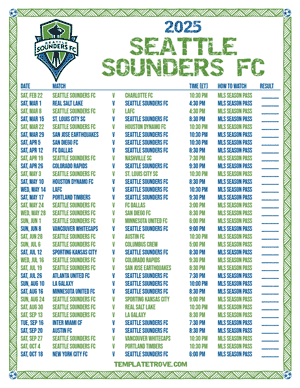 Seattle Sounders FC 2025
 Printable Soccer Schedule